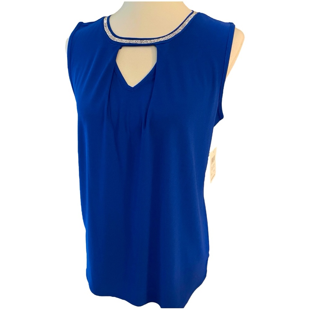 89th & Madison Indigo Sleeveless Top NWT